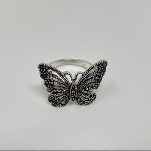 Butterfly sterling silver ring 925 with small zirconia